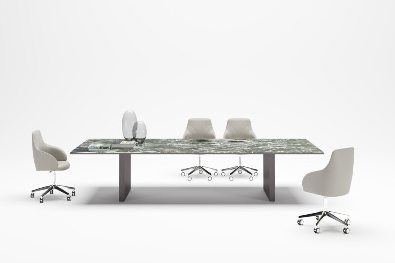 Glass meeting tables